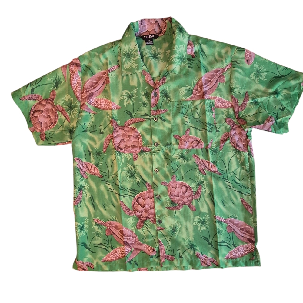 Vintage 90s Hawaiian Turtle Print Men's Shirt XXL
